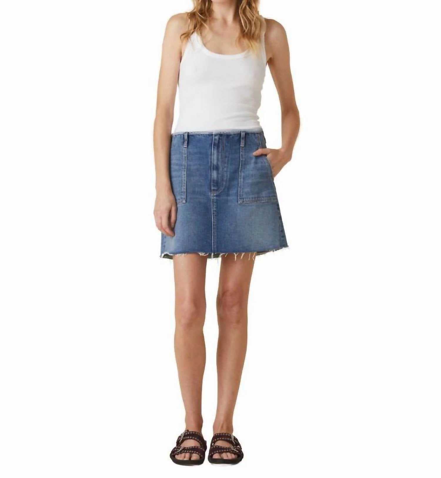 Jessie Mini Skirt In Pacific Moon Clean Finish Sequined Finish