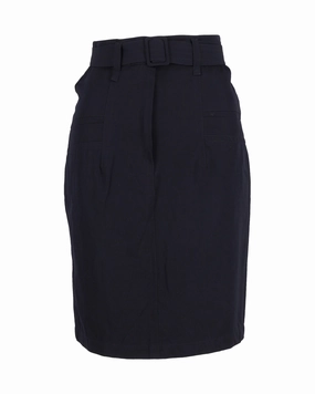 Jil Sander Belted Knee-Length Pencil Skirt in Navy Blue Viscose Daily Favorite