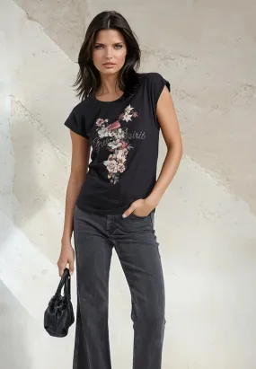 JILLIAN T-SHIRT BLACK FREE SPIRIT Street Trend Look