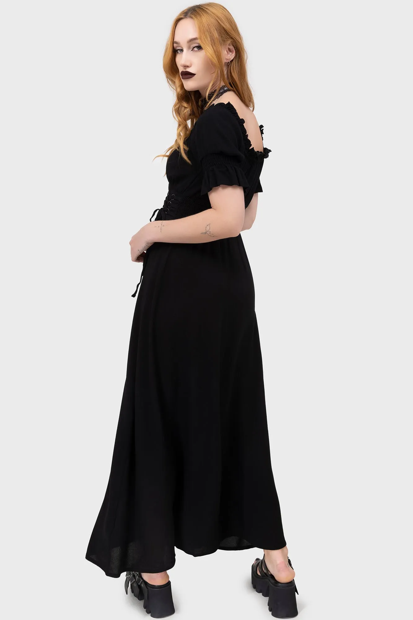 Jocasta Maxi Dress Short Sleeve [BLACK] Office Fit Perfect Comfort Wear