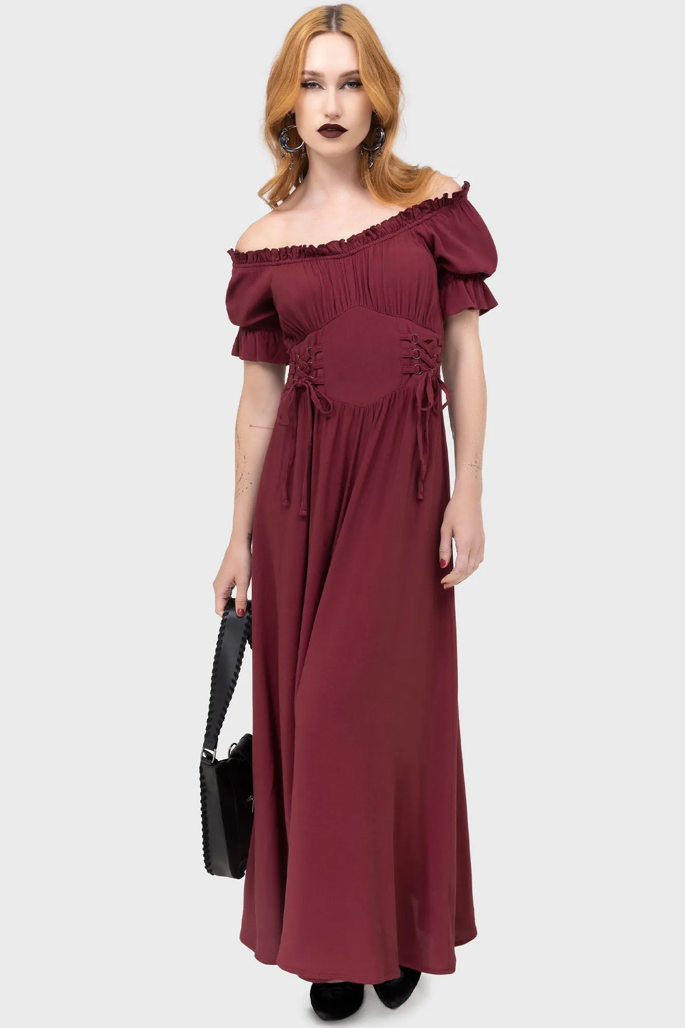 Jocasta Maxi Dress Short Sleeve [RED] Soft Colorway Light Weight