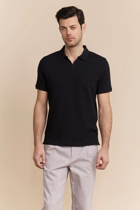 Johnny-collar jacquard polo Unstructured Silhouette Sleek Layering
