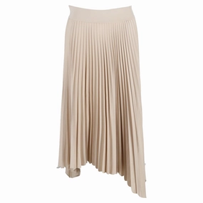 Relaxed Vibe Joseph Ade Pleated Midi Skirt in Beige Polyester