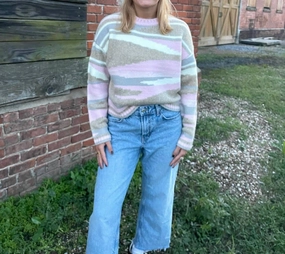 Josephine Sweater In Pink And Neutral Recycled Material Crafting Perfectly Cozy
