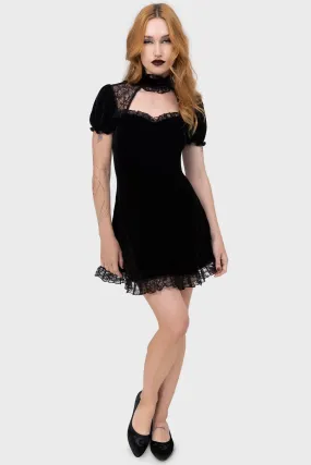 Easy Layering Piece Julienne Velvet Keyhole Dress [B]