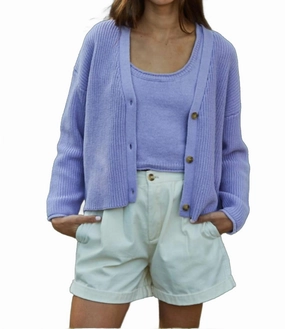 Cold Day Fashion Layered Must-Have Kacey V-Neck Cardigan In Lavender