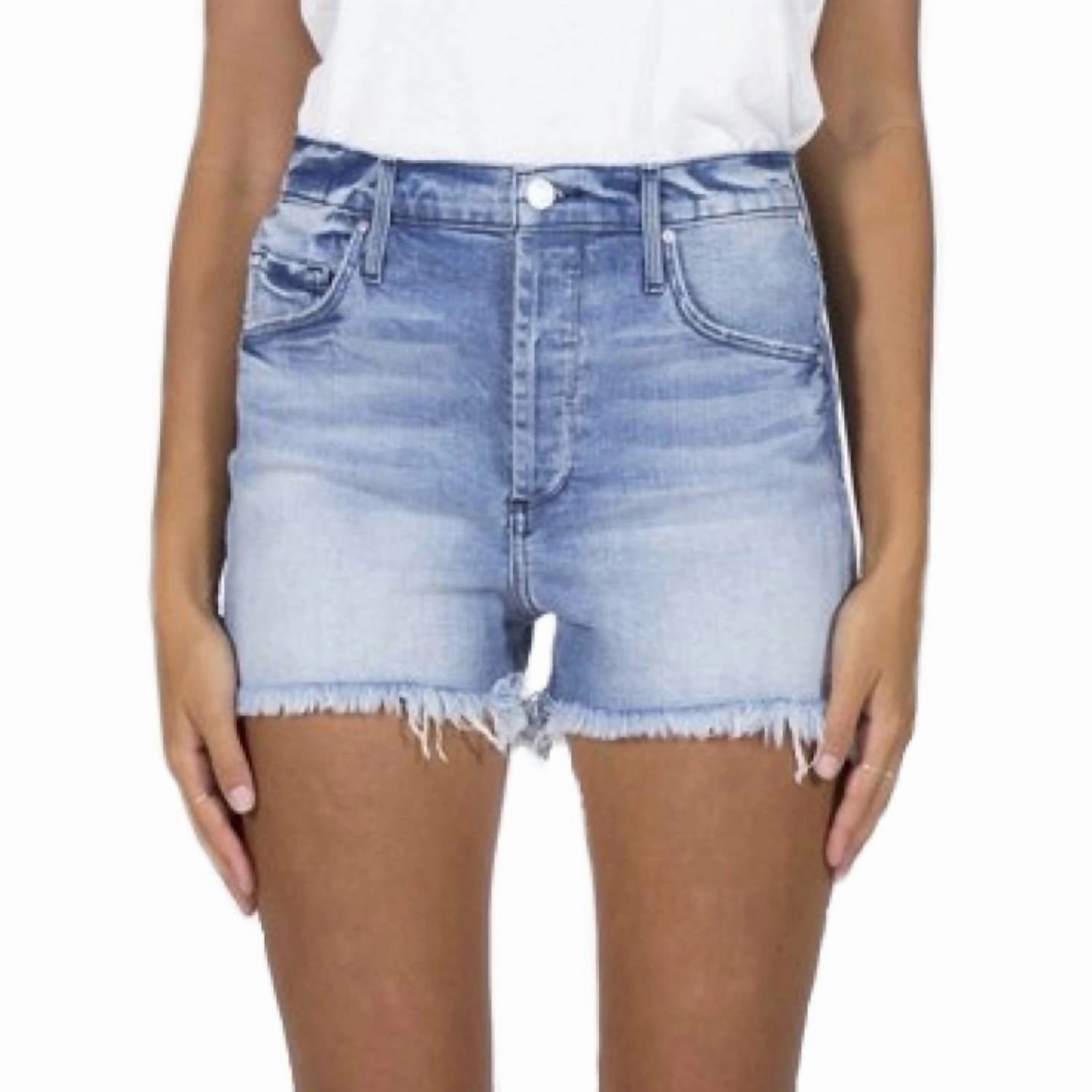 Animal Print Flexible Side Panels Karen Cut Off Short Denim In High On Summer