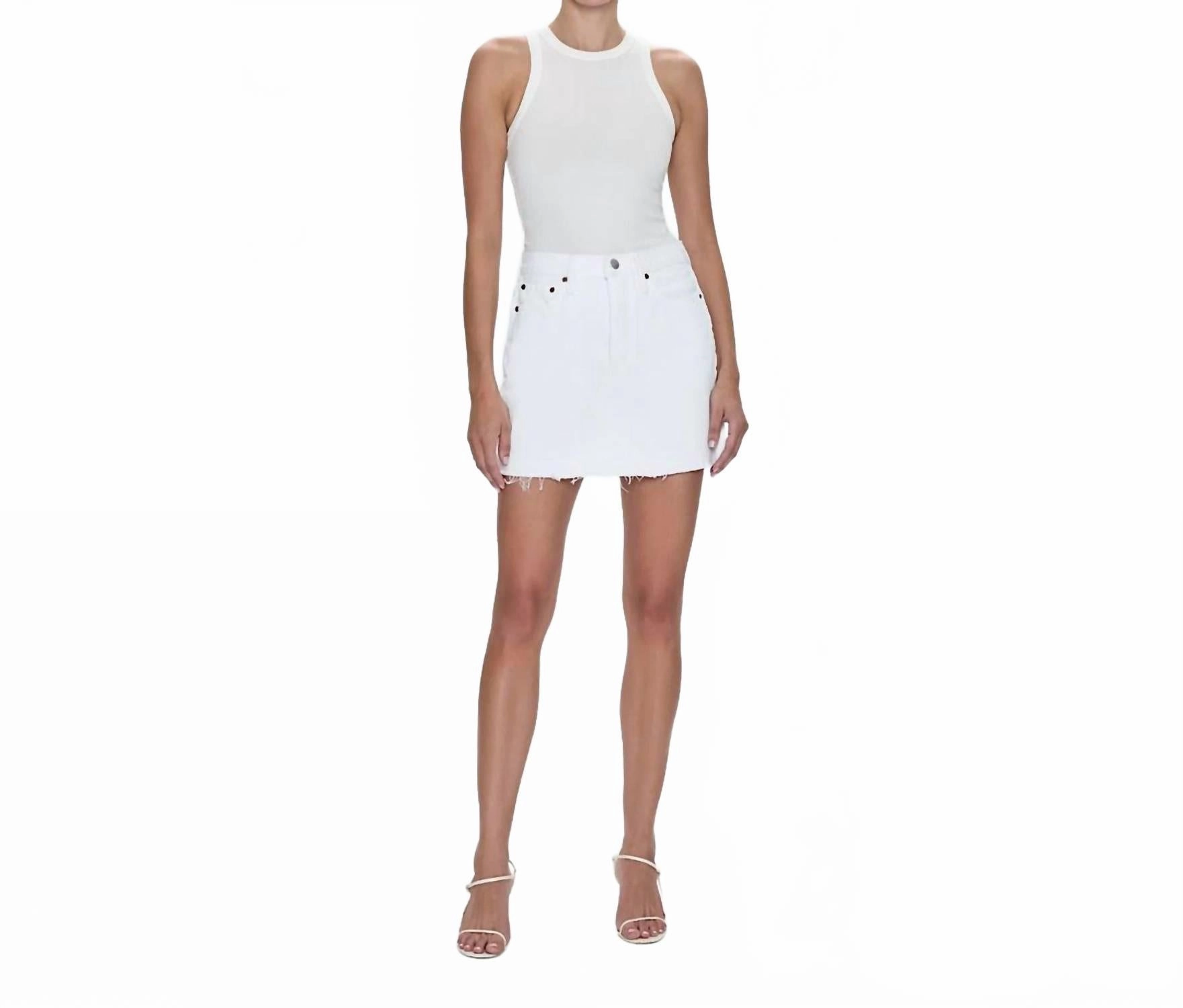 Waist Defining Modern Tones Kat High Rise Vintage Skirt In Luxe White