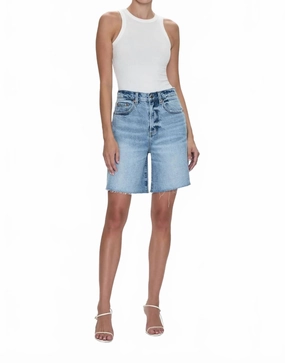 Kaylee High Rise Pinched Straight Short In Boulder Sporty Edge