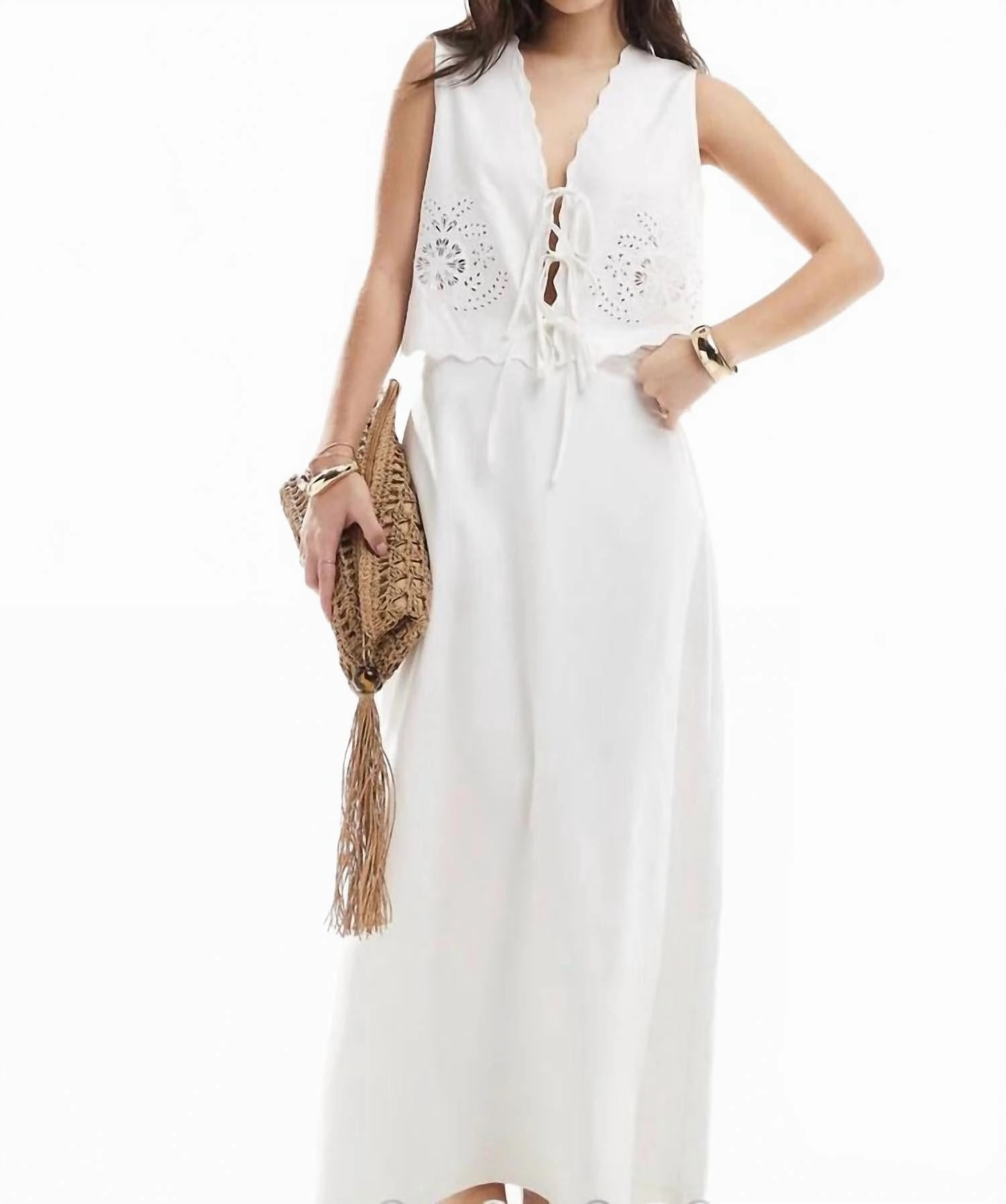 Outfit Moodset Kennedy Maxi Skirt In Off White/black