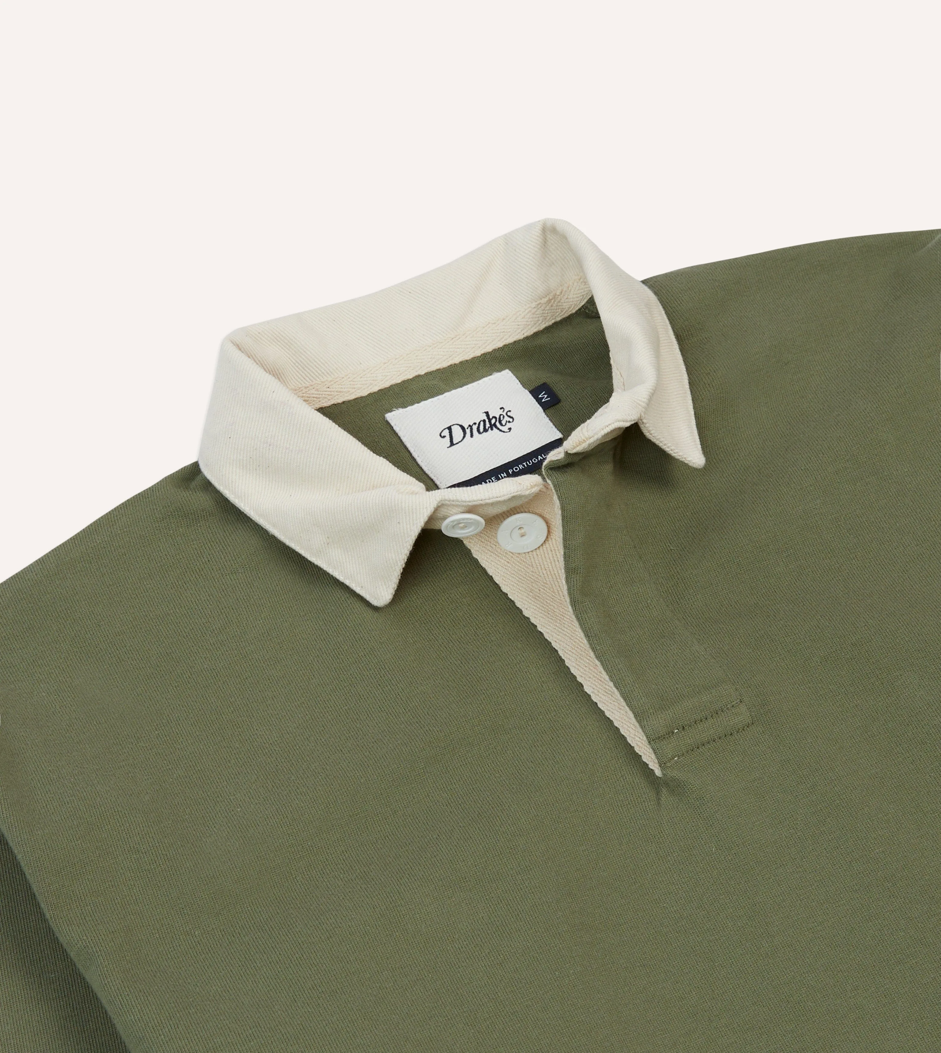 Bold Graphics Modern Aesthetic Khaki, Burgundy and Ecru Half Striped Cotton Rugby Shirt