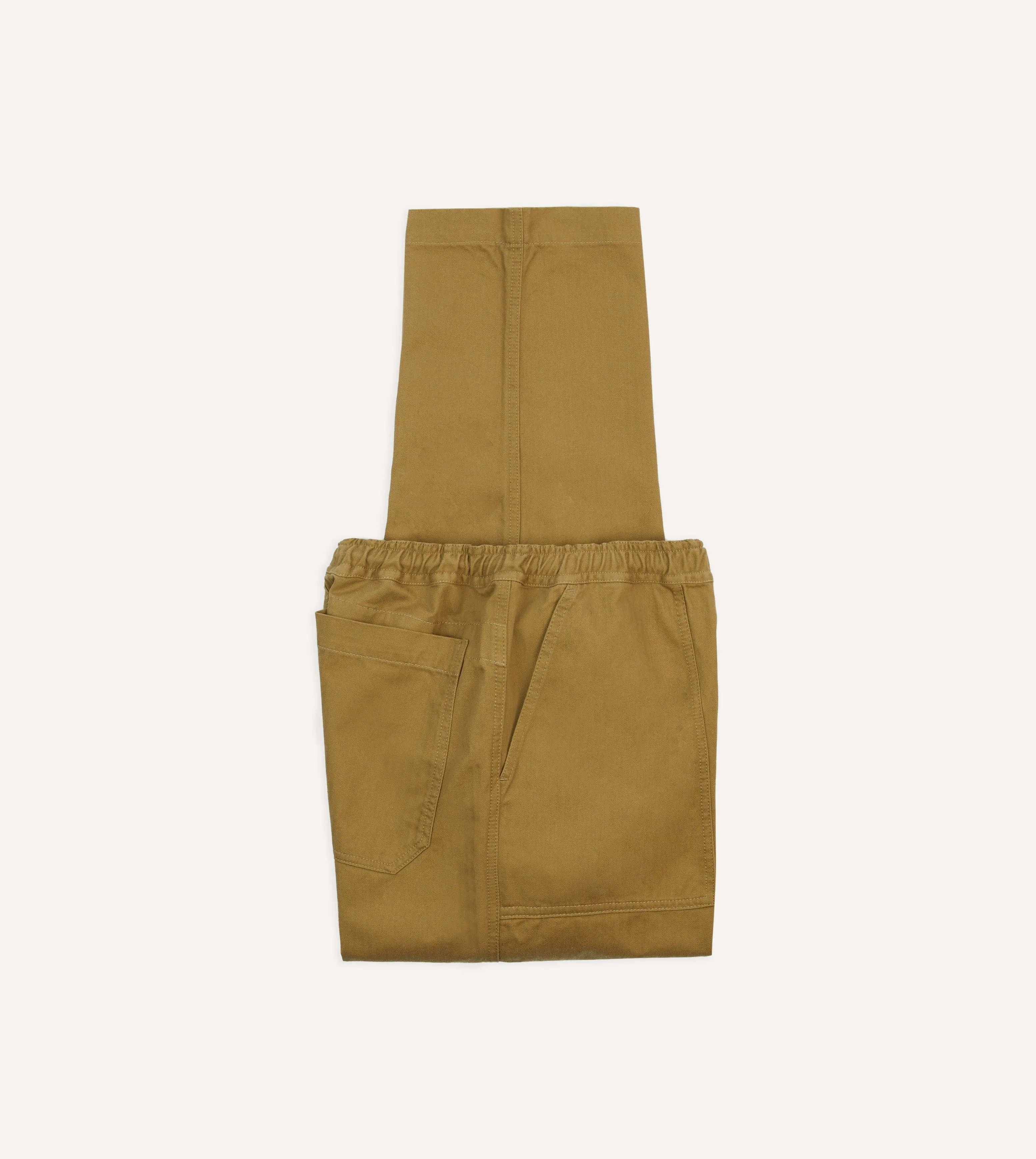Comfy Cut Outdoor Layer Khaki Herringbone Twill Cotton Drawstring Trousers