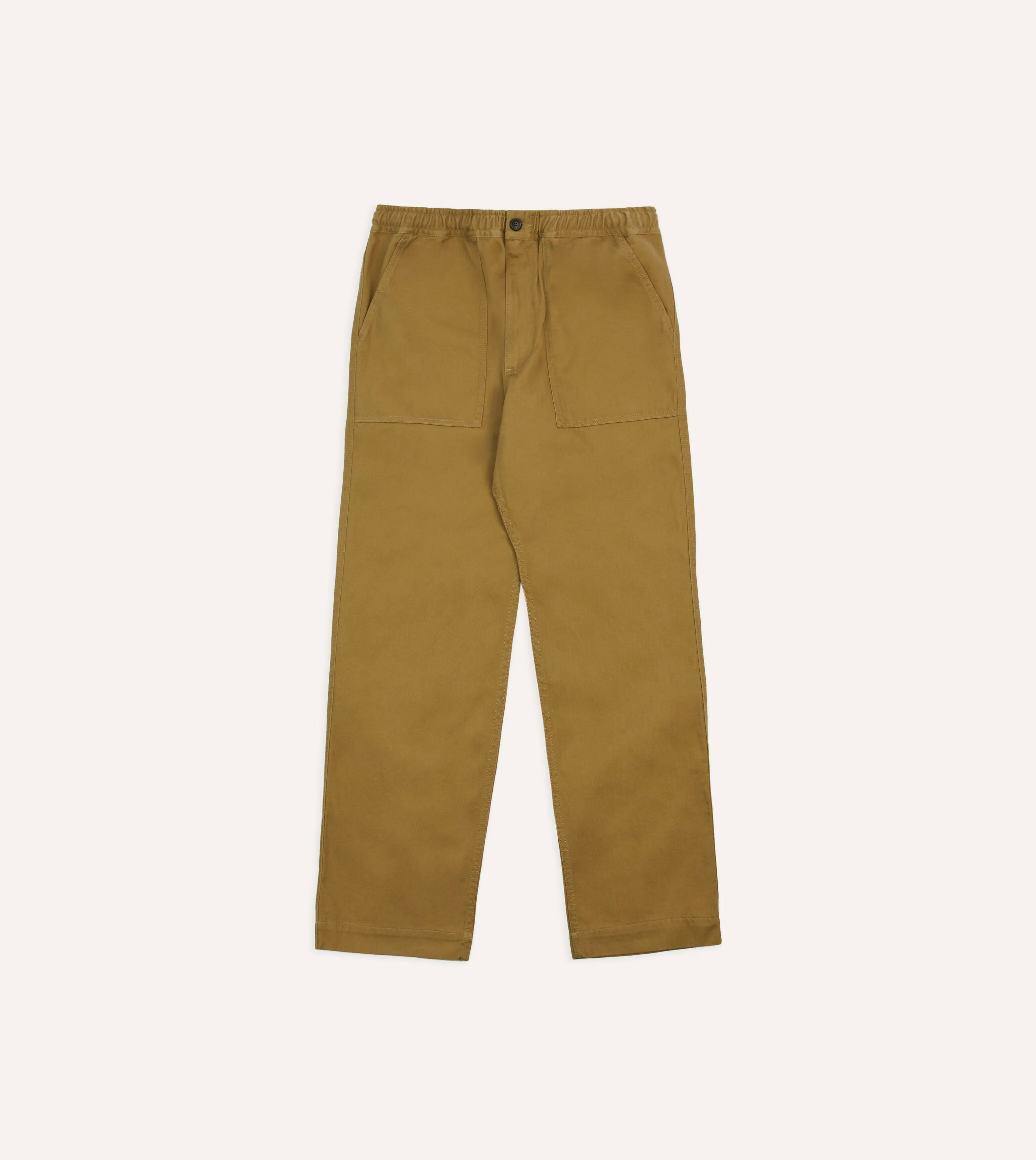 Non slip grip Khaki Herringbone Twill Cotton Drawstring Trousers