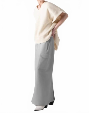 Khloe Long Cargo Skirt In Gray Bold Details