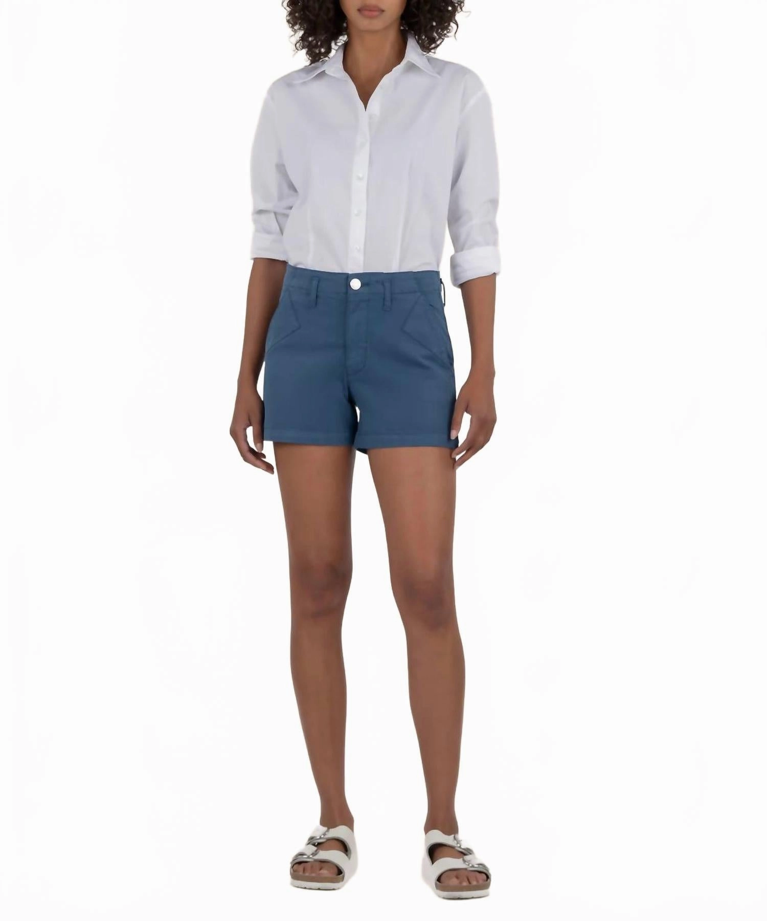 Warm Day Weekend Outing Kimia Wide Leg Short In Ocean Blue