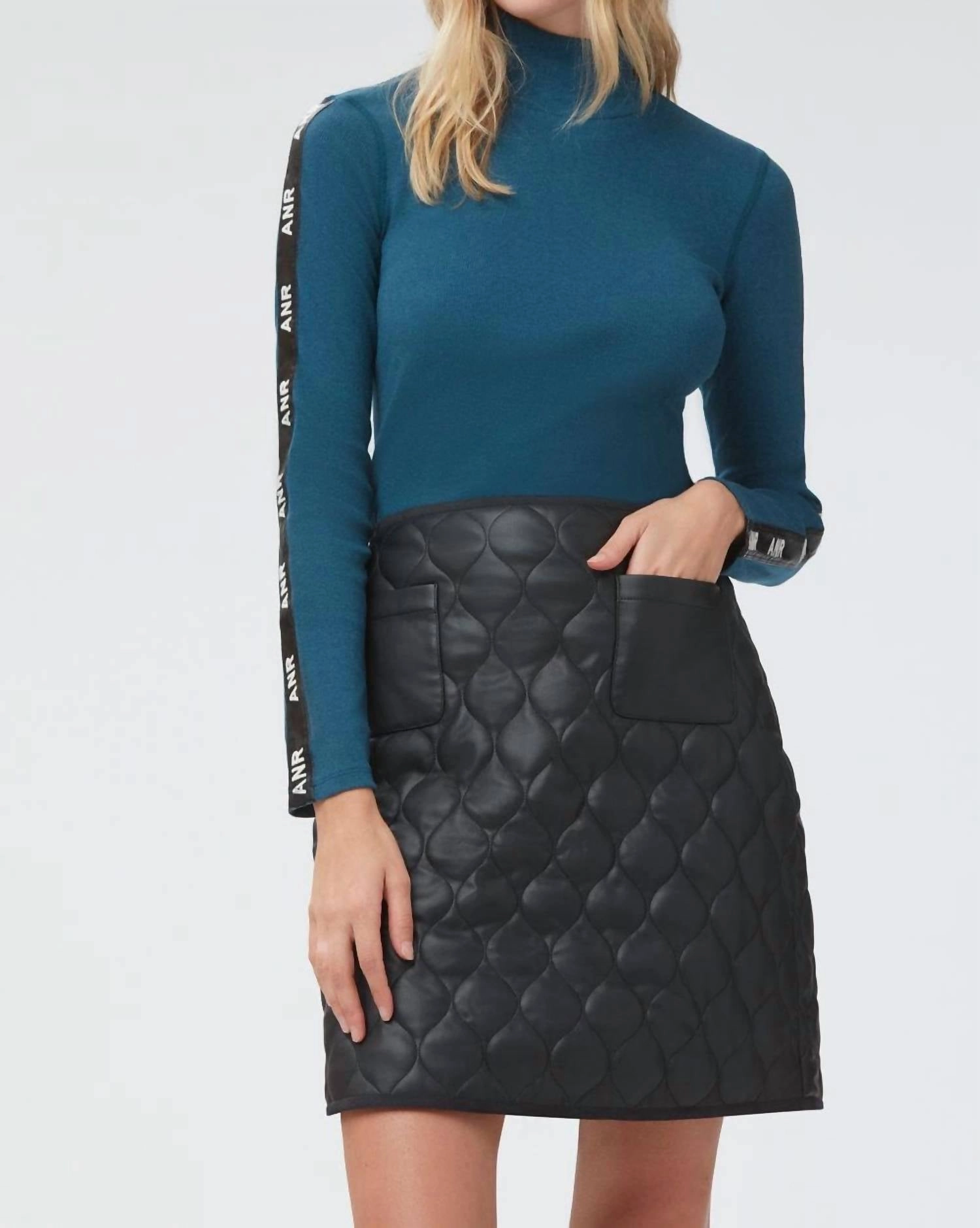 Kiko Quilted Skirt In Black Faux Leather Outdoor Outfit