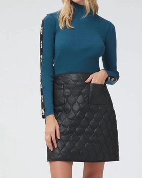Kiko Quilted Skirt In Black Faux Leather High low hem Cultural Heritage