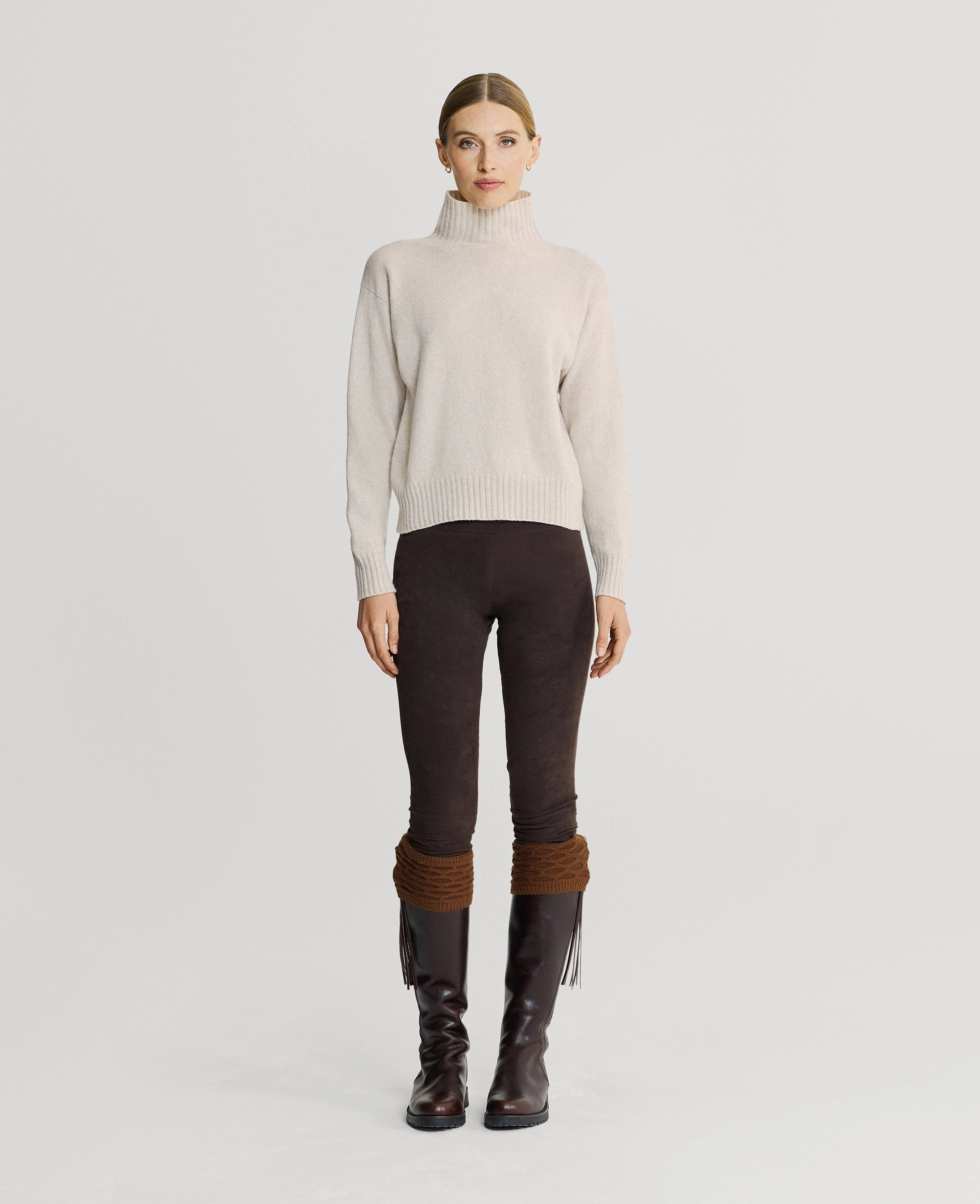 Abrasion Resistant Yarn Kinalba Lambswool High-Neck Sweater