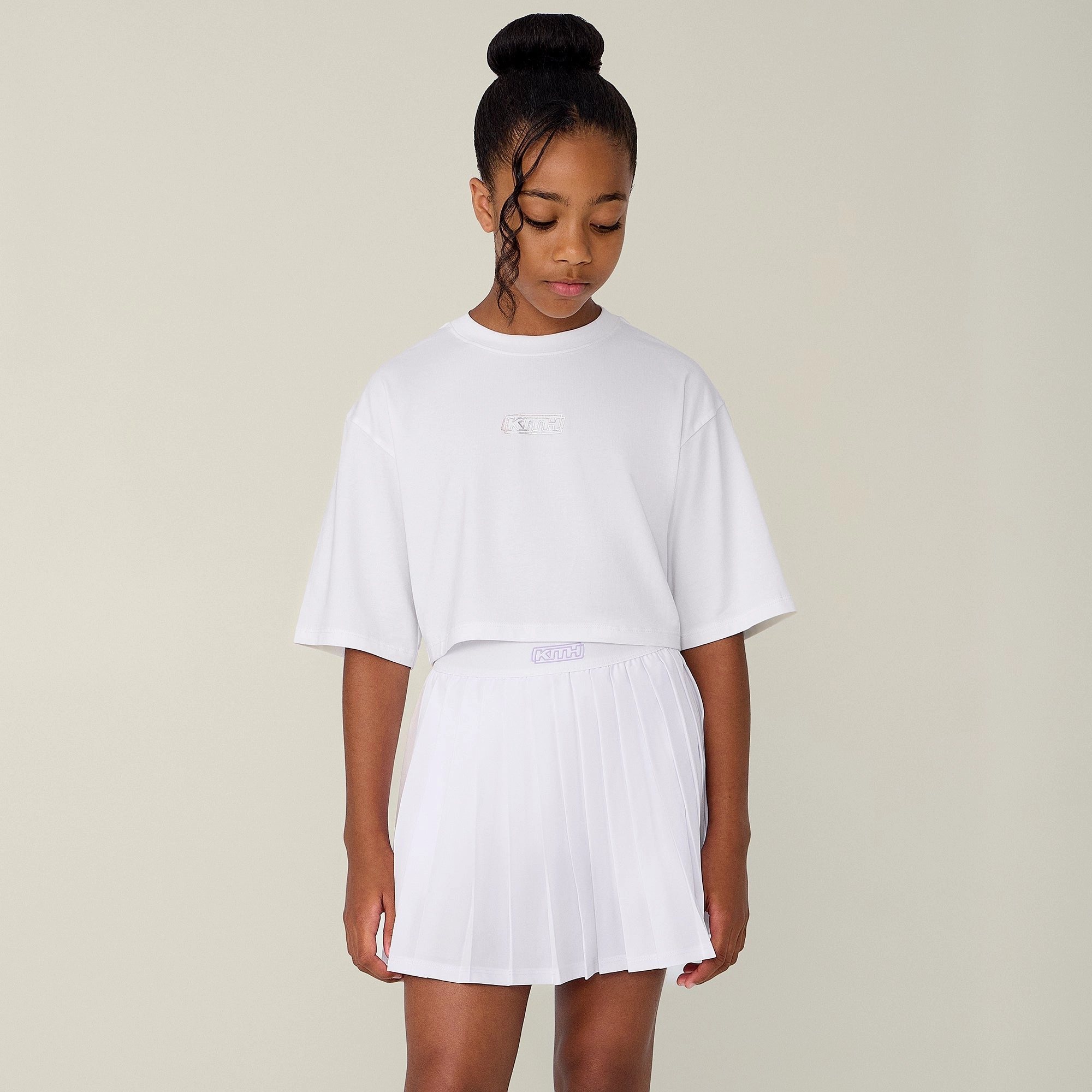 Kith Kids Amaya Active Pleated Tennis Skort - White Light Comfort Neat Finish