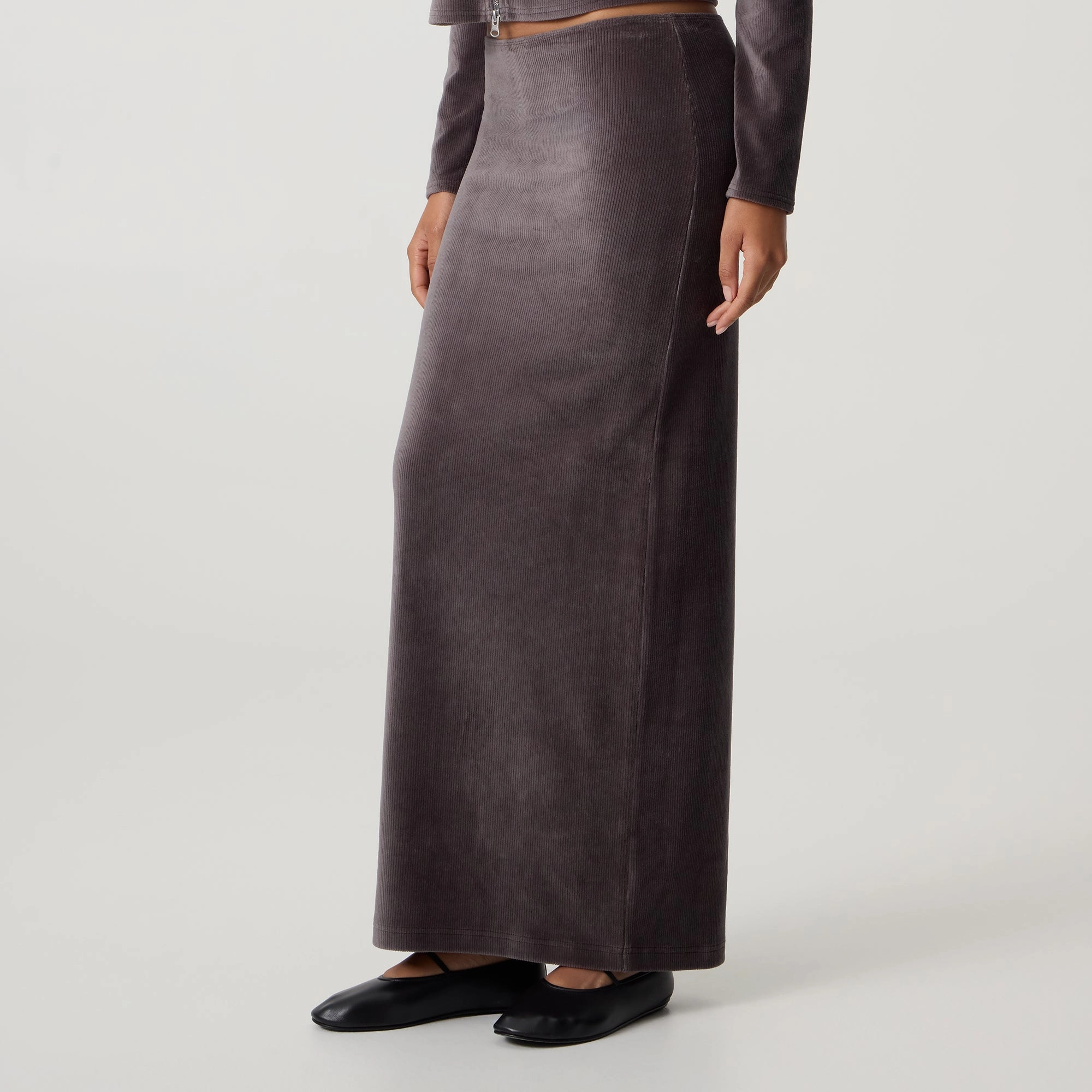 Urban Style Refined Texture Kith Women Mila Maxi Skirt - Hematite