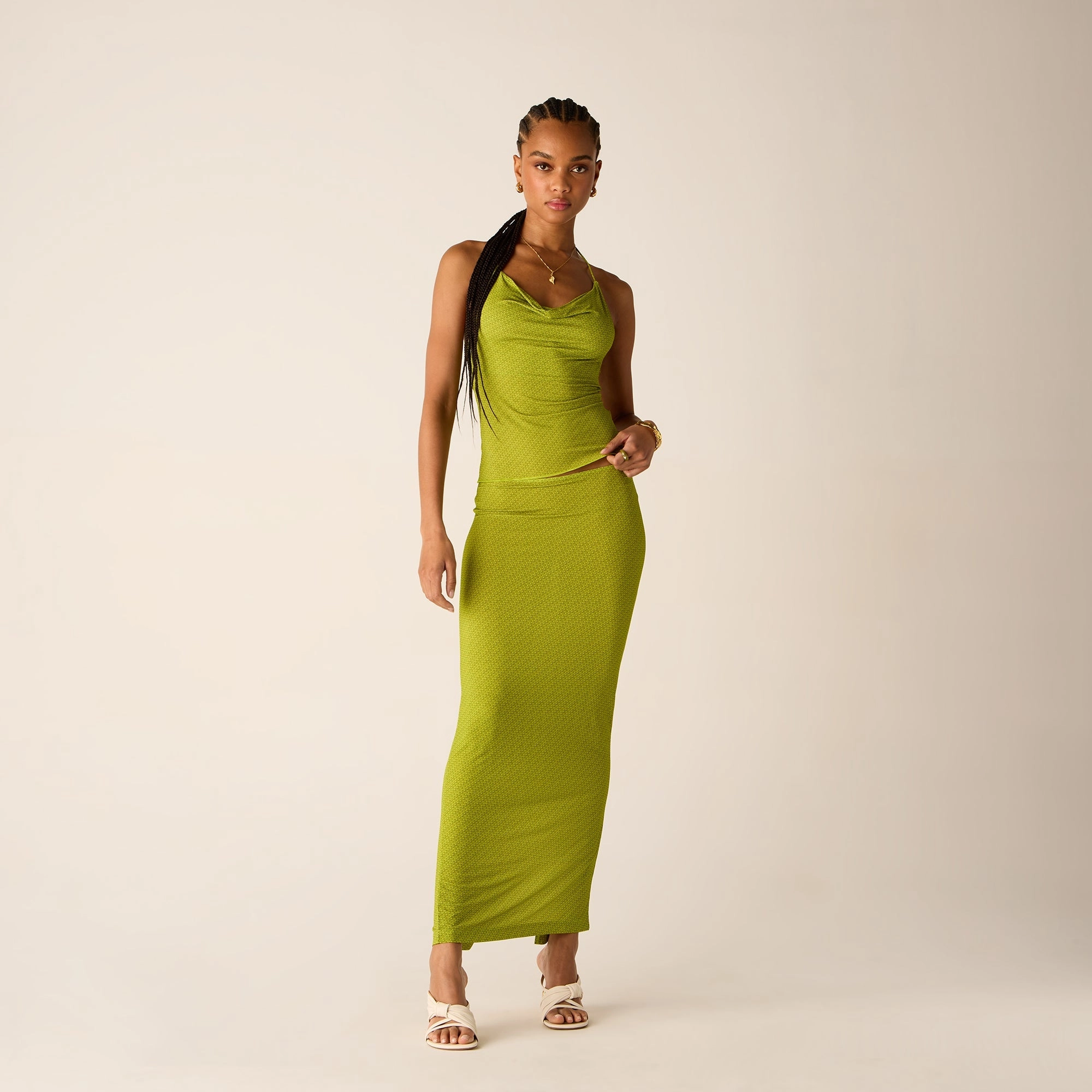 Soft Texture Kith Women Mila Micro Monogram Maxi Skirt - Pistachio