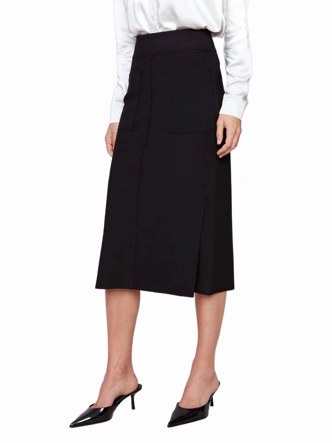 Waist Defining Knee Length Skirt In Black