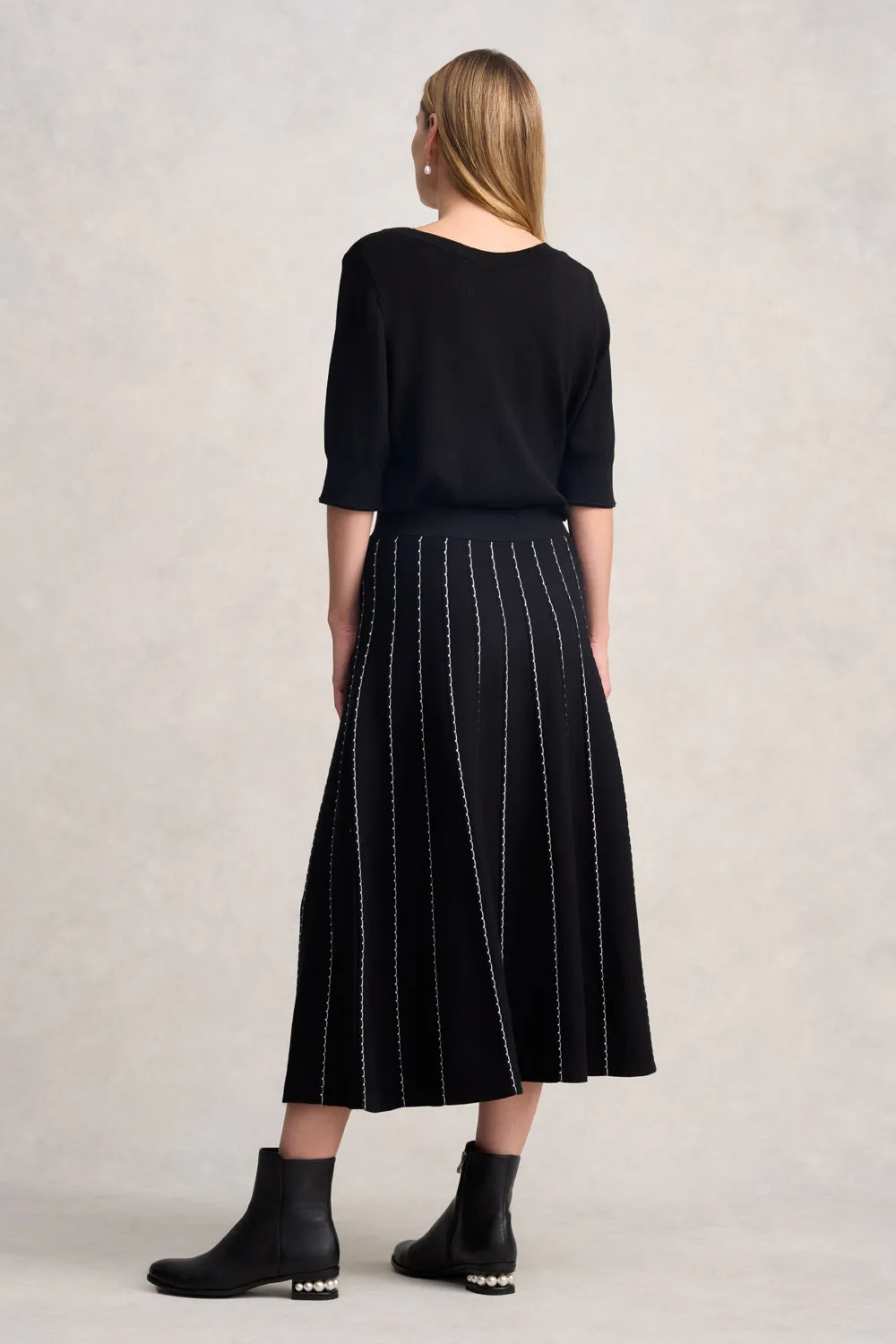 Knit Midi Skirt - Black Cozy Finish