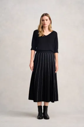 Knit Midi Skirt - Black Foil Print Ultra Comfort