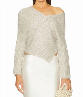 Lea Knit Top In Fog Textured Weave Cold Weather Look