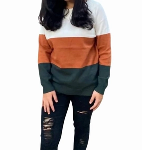 Color Block Off The Shoulder Sweater In Multi Versatile Layering Piece