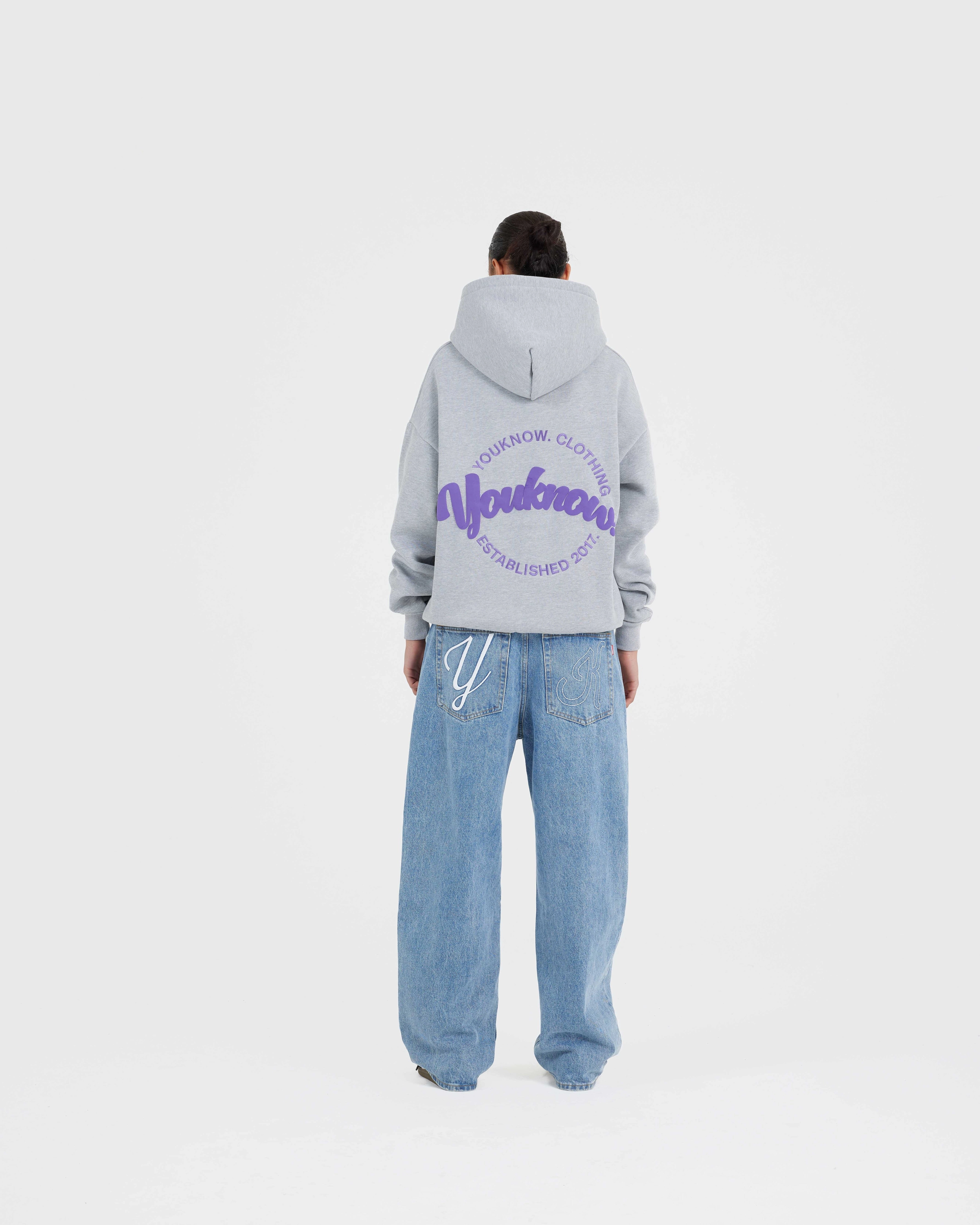 CIRCLE HOODIE | Ash Grey Drop Shoulder Resort Wear