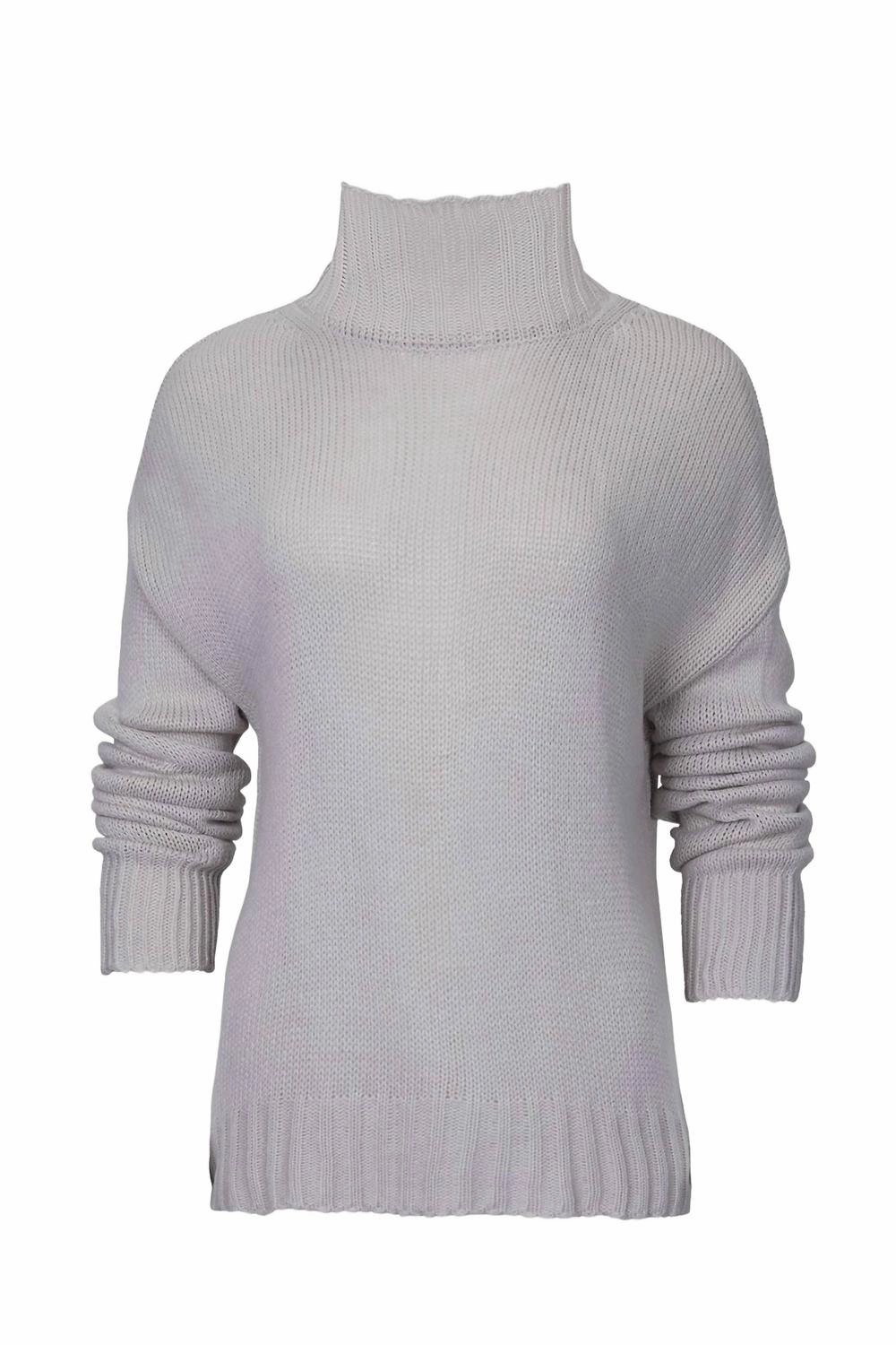 Knit Mock Neck Sweater In Beige Lightweight Merino Fashion Knitwear