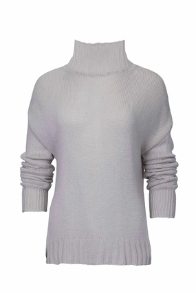 Knit Mock Neck Sweater In Beige Lightweight Merino Fashion Knitwear