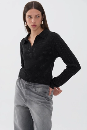 Cold Weather Wear Functional Wear Knit Polo Top