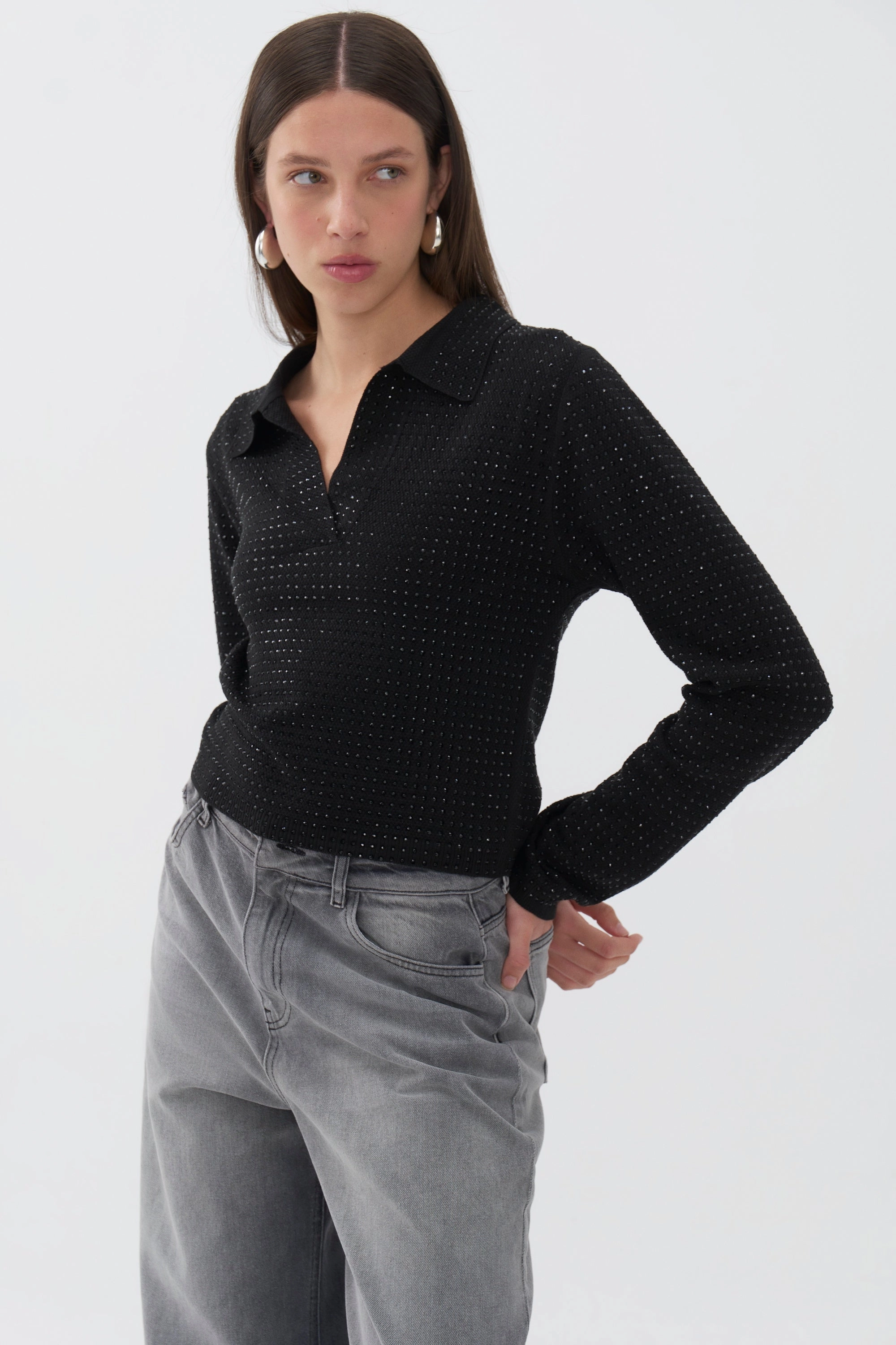 Cold Weather Wear Functional Wear Knit Polo Top