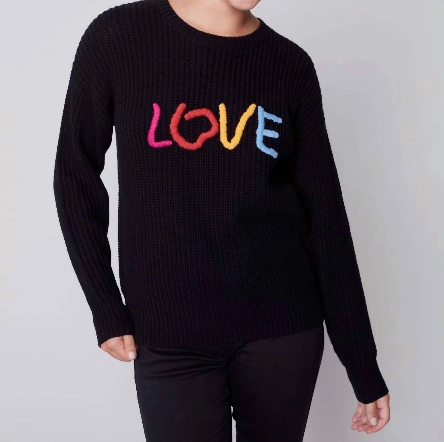 Knit Sweater In Black Comfort Stretch