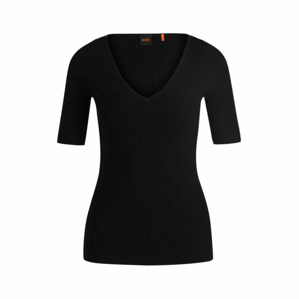 Knitted sweater with V neckline in slim fit Breathable Knitwear