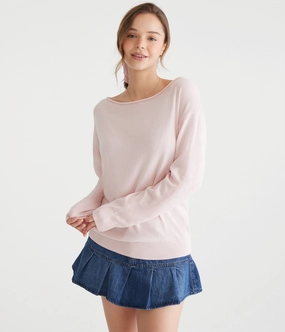 Aeropostale Slouchy Slash-Neck Sweater Wrinkle Resistant Knit Comfy Feel