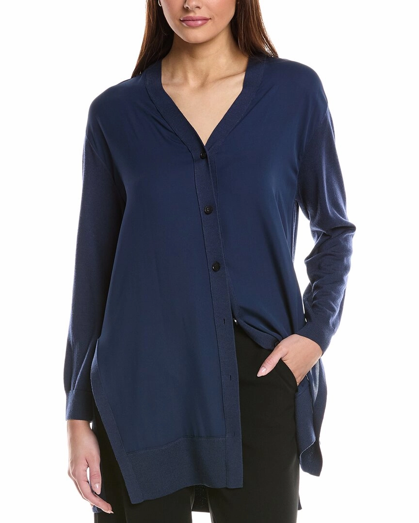 Soft Knit Layer Lafayette 148 New York Button Front Silk & Wool Cardigan
