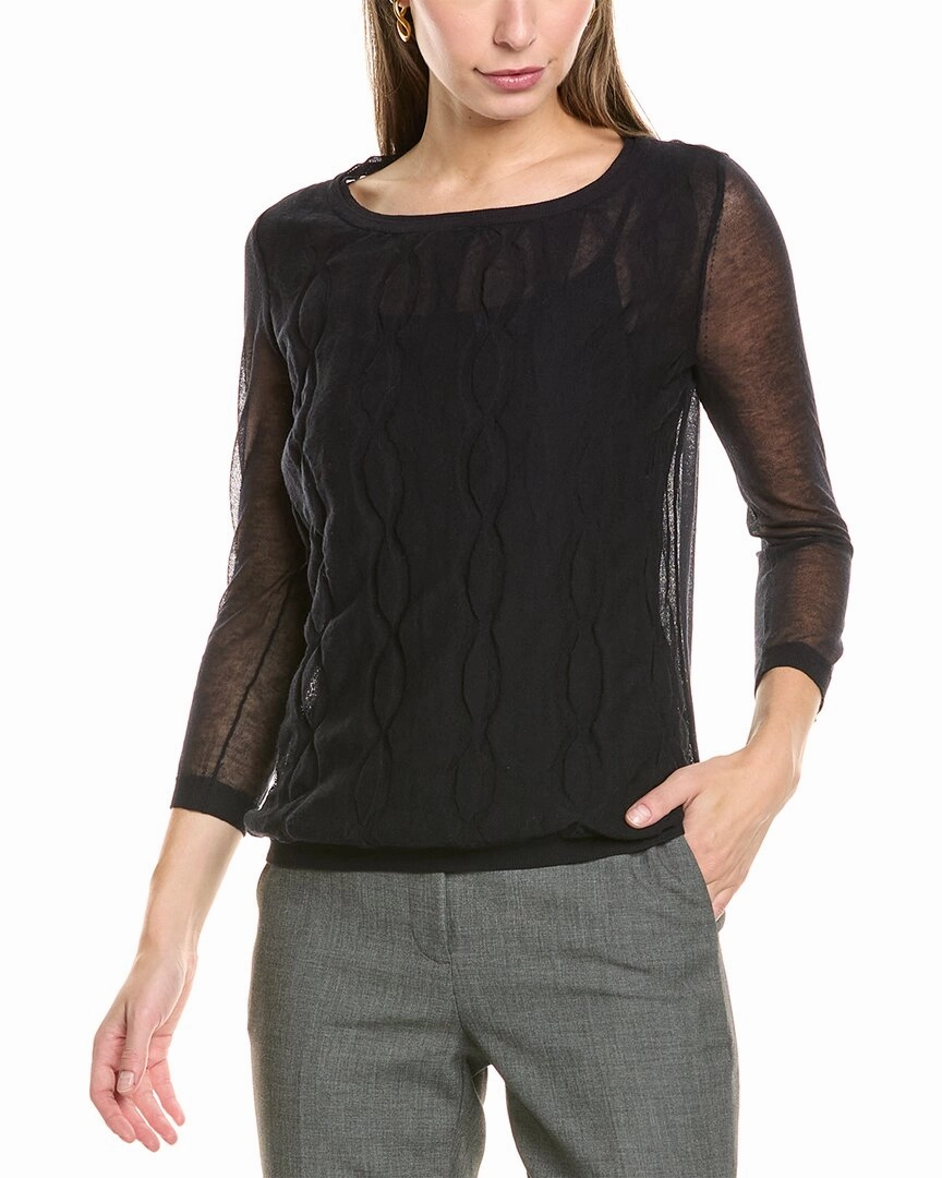 Layered Style Wear Winter Knitwear Lafayette 148 New York Double Layer Cable Intarsia Sweater