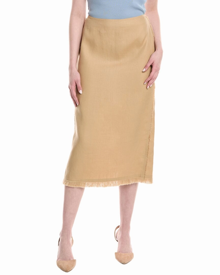 Lafayette 148 New York Fringe Linen Pencil Skirt Crisp Finish