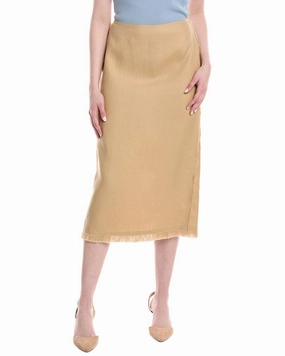 Lafayette 148 New York Fringe Linen Pencil Skirt Soft Lines Gentle Flow