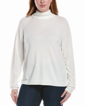 Lafayette 148 New York Plus Raglan Sleeve Turtleneck Sweater Flatlock stitching