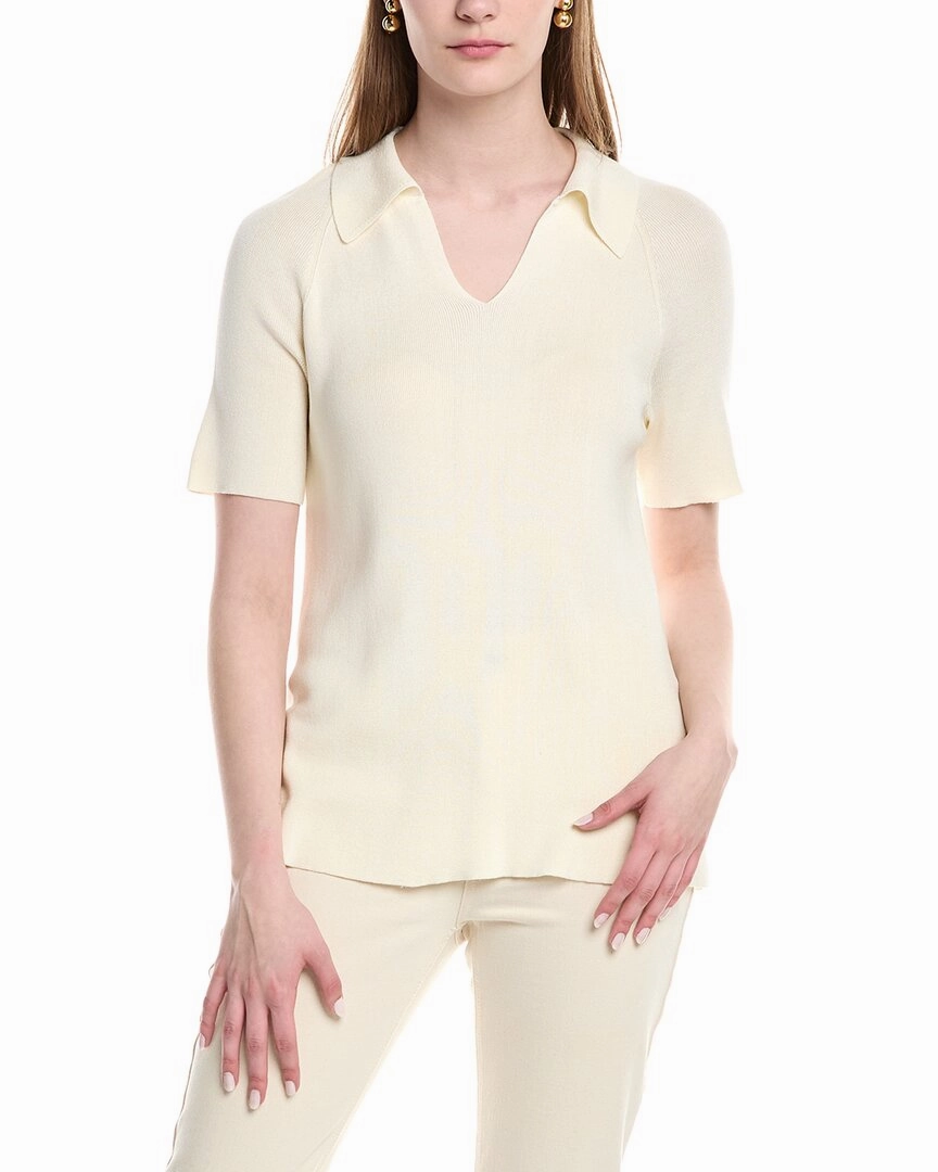 Timeless Fashion Heathered Effect Lafayette 148 New York Split Neck Polo Sweater
