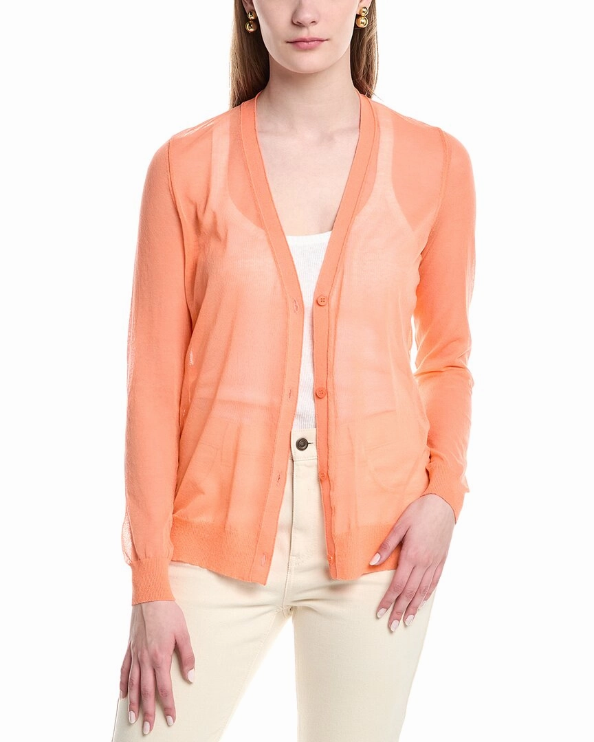 Lafayette 148 New York V-Neck Button Front Wool-Blend Cardigan Comfy Layered Wear