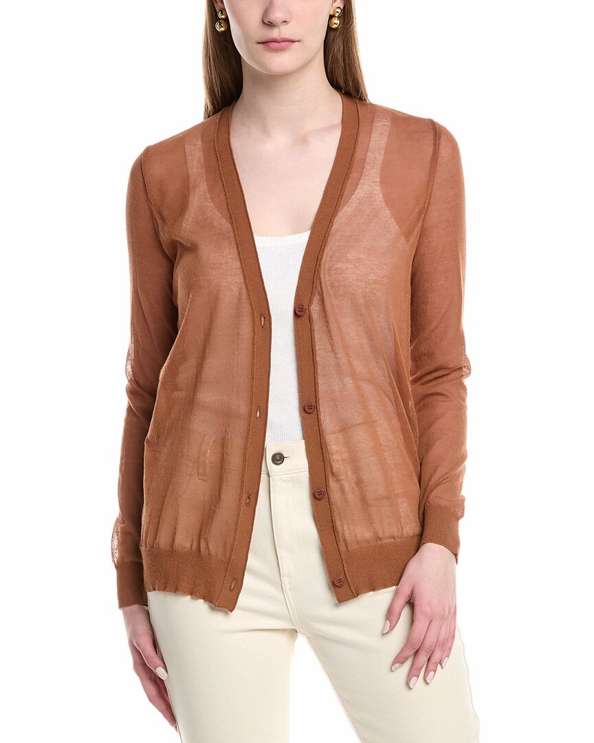 Lafayette 148 New York V-Neck Button Front Wool-Blend Cardigan Trendy Look Effortless Layer