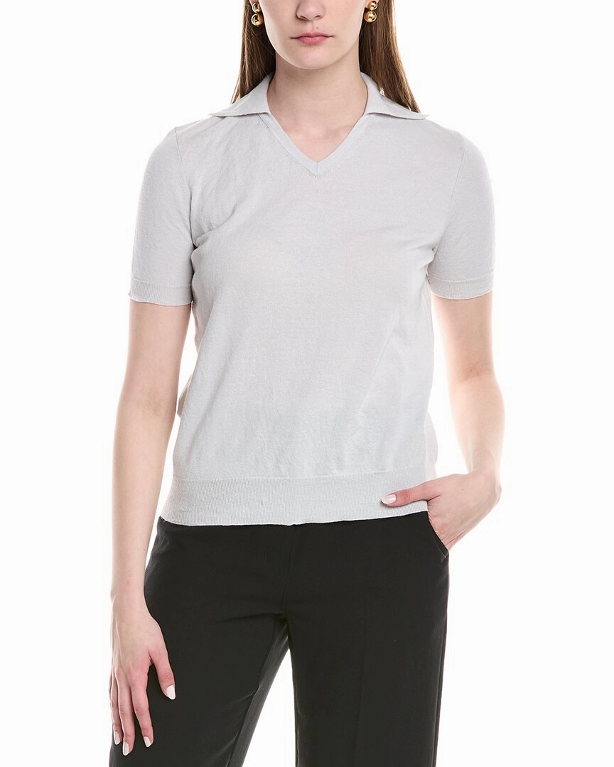 Lafayette 148 New York V-Neck Cashmere & Silk-Blend Polo Sweater Durable Construction