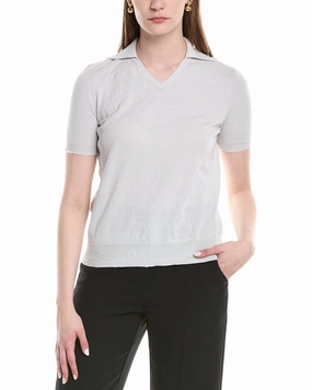 Functional Layer Moisture Wicking Fibers Lafayette 148 New York V-Neck Cashmere & Silk-Blend Polo Sweater