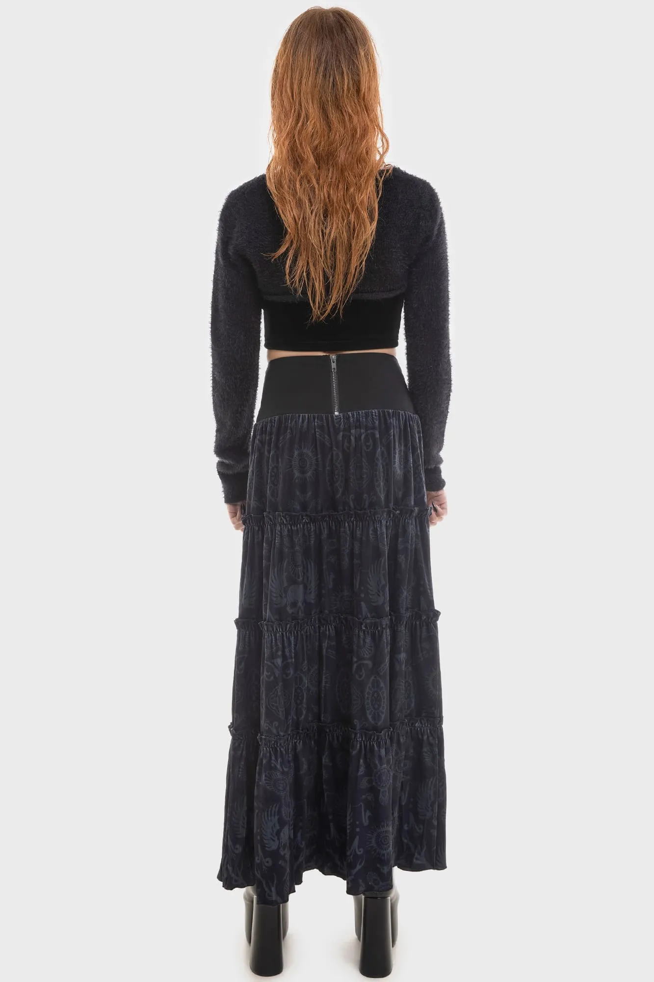 Half Vamp Maxi Skirt Fitted Cut Twist Knot Details