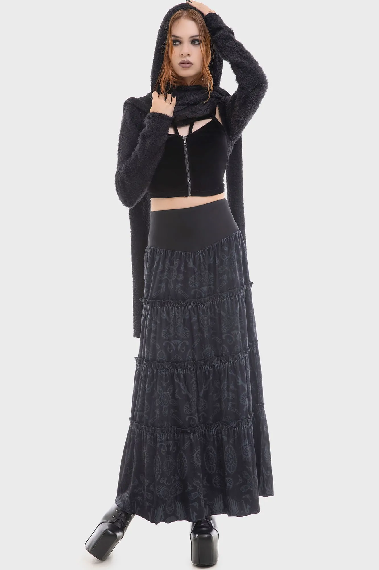 Half Vamp Maxi Skirt Breezy Style Flat Lay Collar